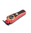 Red and black grooming tool on a white background