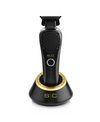 Black and gold grooming tool on a white background
