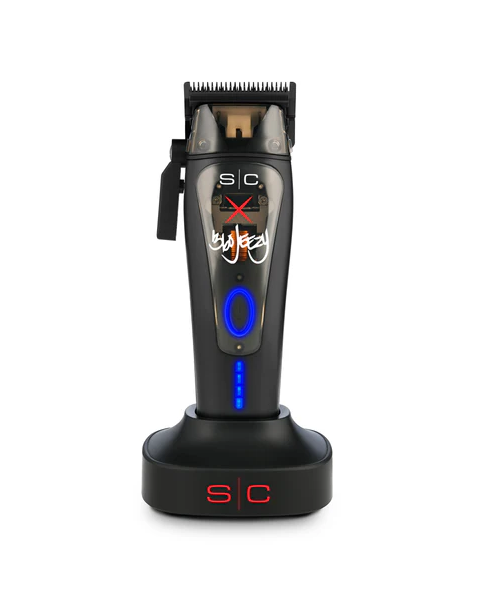 Black hair clipper with visible branding on a white background