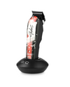 Hair trimmer with floral design on the handle against a white background
