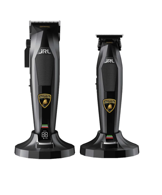 Two black hair clippers with Lamborghini logo on a white background