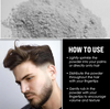 L3VEL3 light hair styling powder with a man using it and instructions on how to use it.
