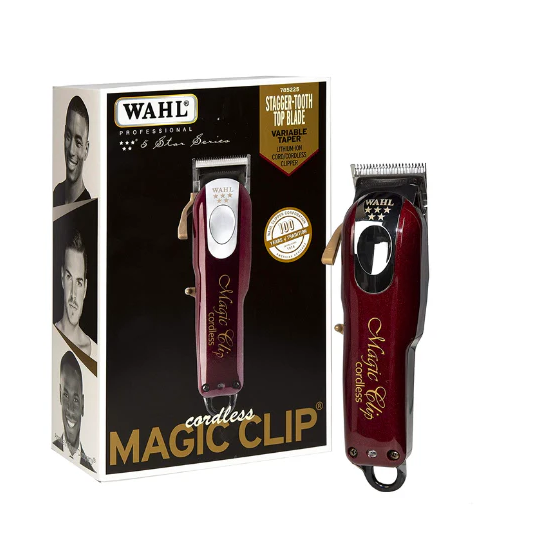 Wahl Magic Clip cordless hair clipper with packaging on a white background