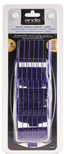 Andis master magnetic comb set packaging with purple combs on a black background