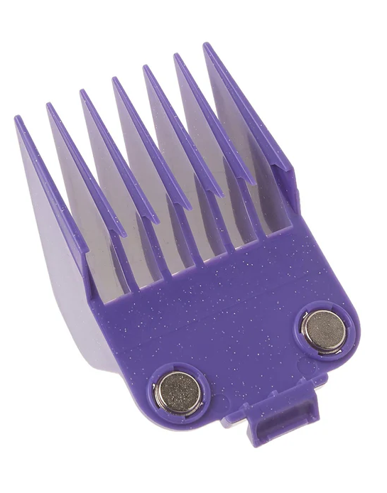 Purple comb attachment with teeth on a white background