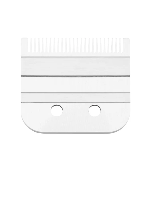 Silver Andis Blade with a textured top and smooth bottom on a white background