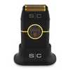 Black and gold electric shaver with 'SC' branding on a white background