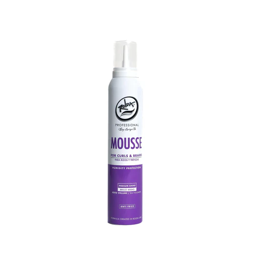Rolda Hair mousse bottle on a white background