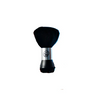 Black Rolda barber neck duster with silver ferrule on a white background