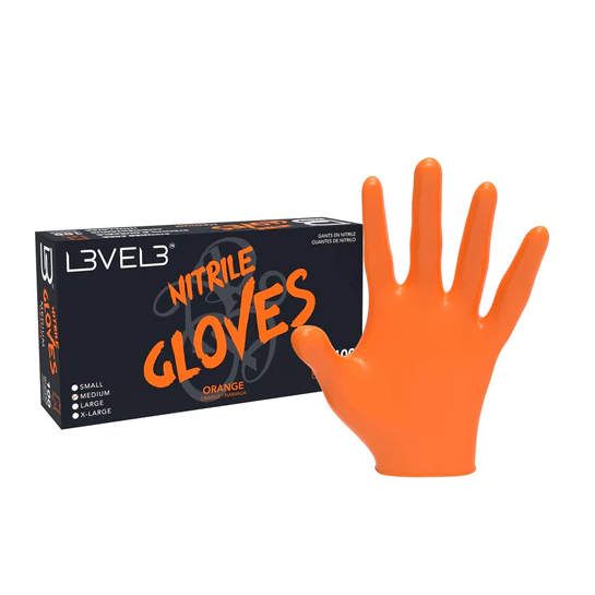 L3VEL3 Professional Nitrile Gloves 100pk - Orange