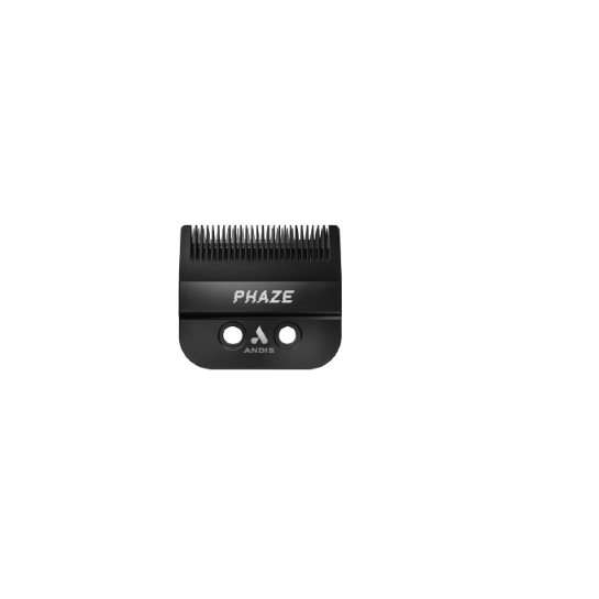 Black Andis blade with 'PHAZE' branding on a white background