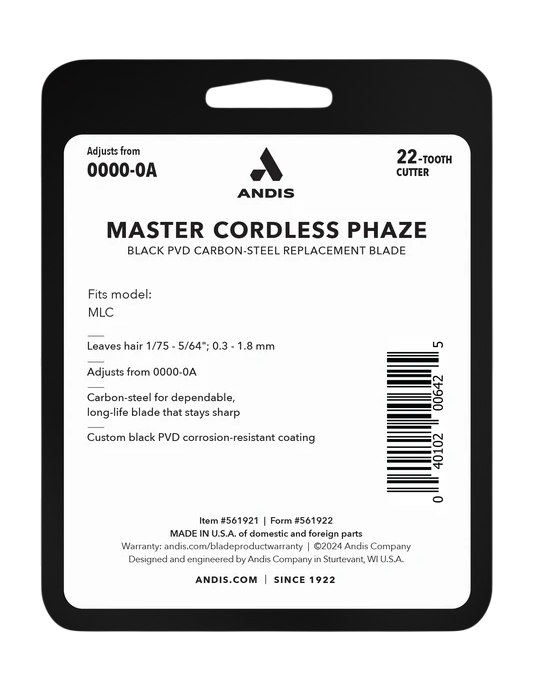 Andis Master Cordless Phaze replacement blade packaging with label