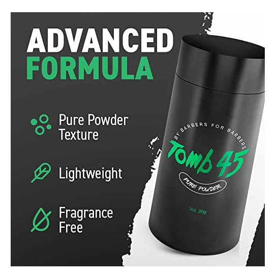 Black container with green text on a white background, featuring 'Tomb 45' brand.