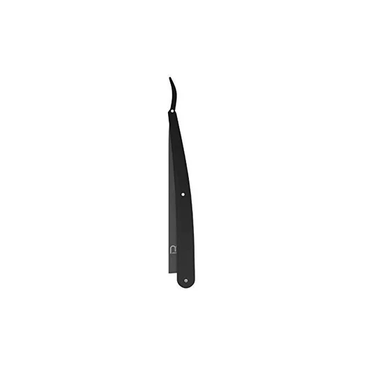 Black straight razor on a white background