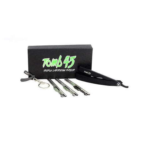 tomb 45 triple cartridge razor set a black box featuring 'Tomb 45' branding on a white background