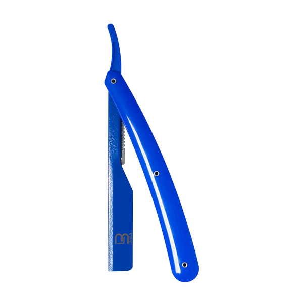 L3VEL3 Blue straight razor on a white background