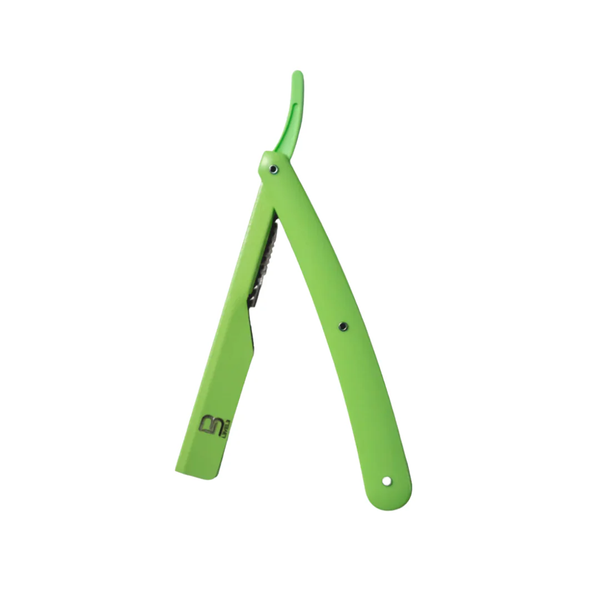 L3VEL3 Green straight razor on a white background