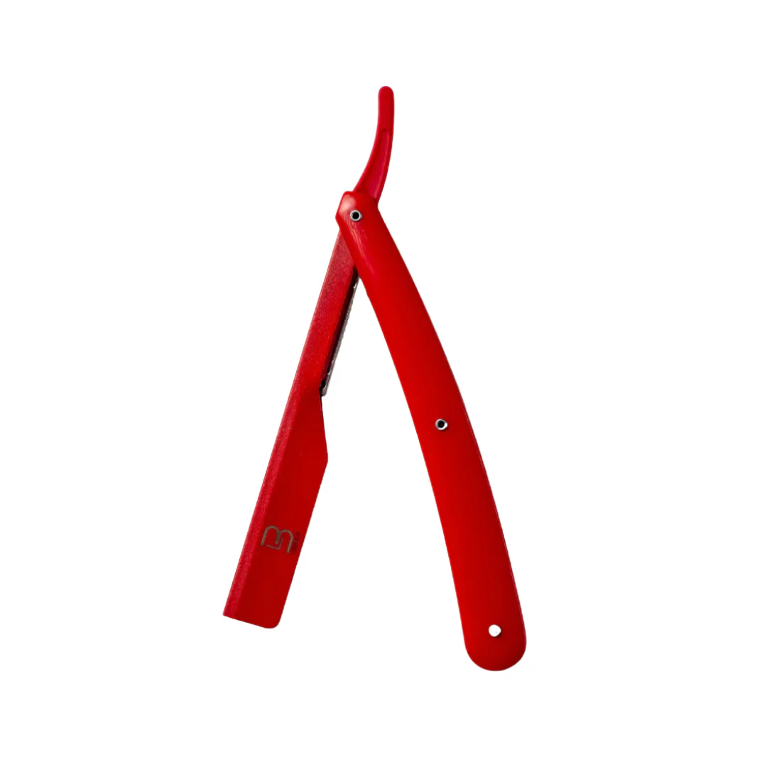 L3VEL3 Red straight razor on a white background