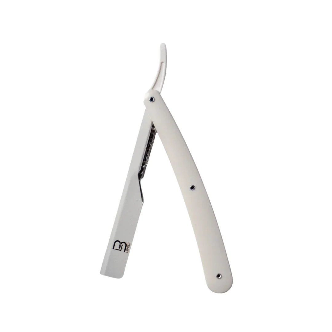 L3VEL3 White straight razor on a white background