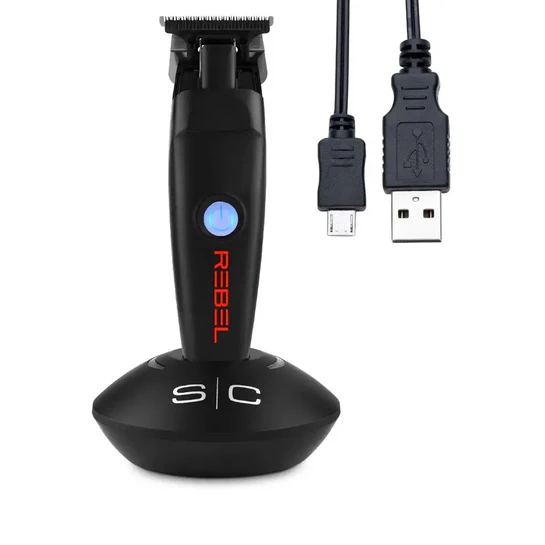 Hair trimmer with USB cable on a white background