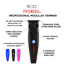 Rebel professional modular trimmer with features highlighted on a white background