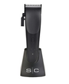 Black hair clipper with stand on a white background