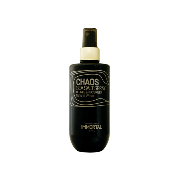 immortal nyc chaos sea salt spray black bottle on a white background