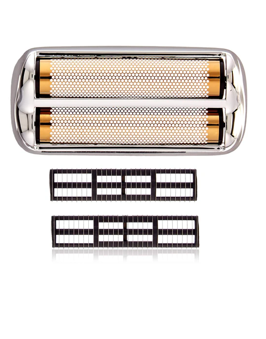 Shaving foil and grid on a white background