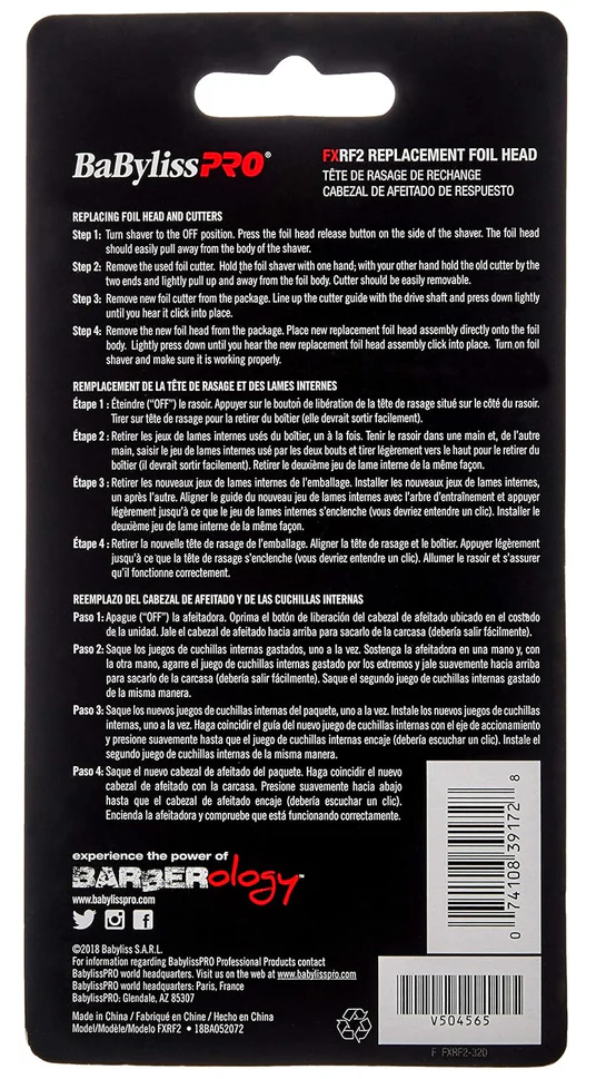 Back of a BaBylissPRO hair styling tool packaging with text and branding.