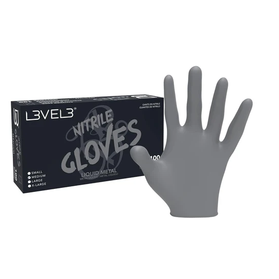 L3VEL3 Professional Nitrile Gloves 100pk - Liquid Metal