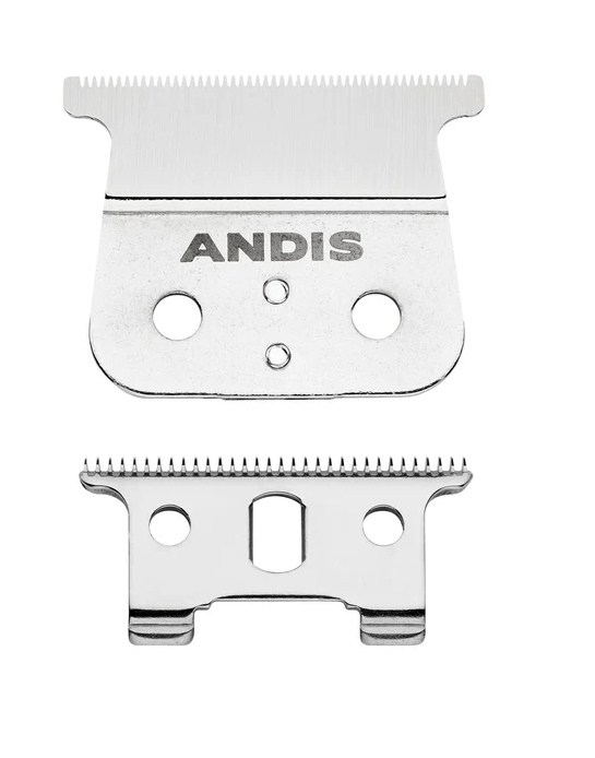Two Andis hair clippers blades on a white background
