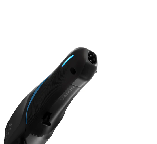 Black handheld device with 'Vapor' branding on a white background