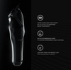 Hair clipper with features highlighted on a black background