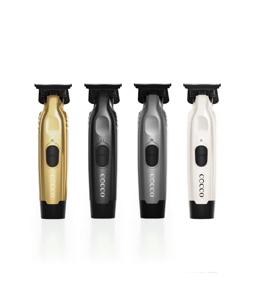 Four Cocco Veloce hair trimmers with different color options on a white background
