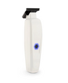 White professional Stylecraft Saber hair trimmer with a black blade on a white background