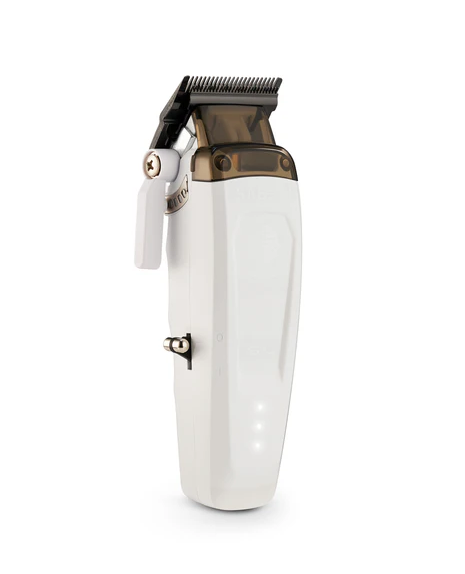 White and black hair clipper on a white background