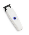 White hair trimmer with black top on a white background
