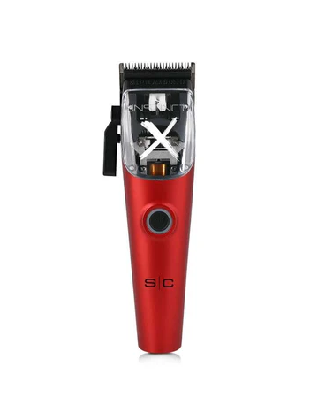 Red hair clipper with brand logo on a white background
