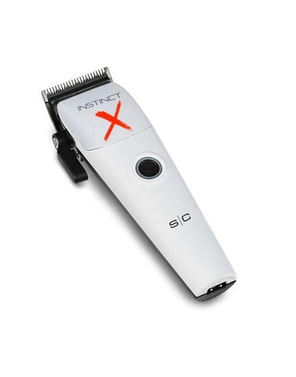 Hair clipper with 'Instinct X' branding on a white background