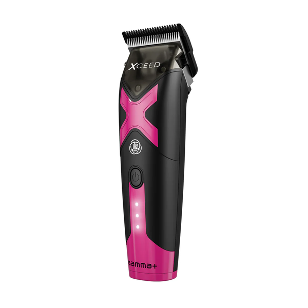 Hair clipper with pink and black design on a white background
