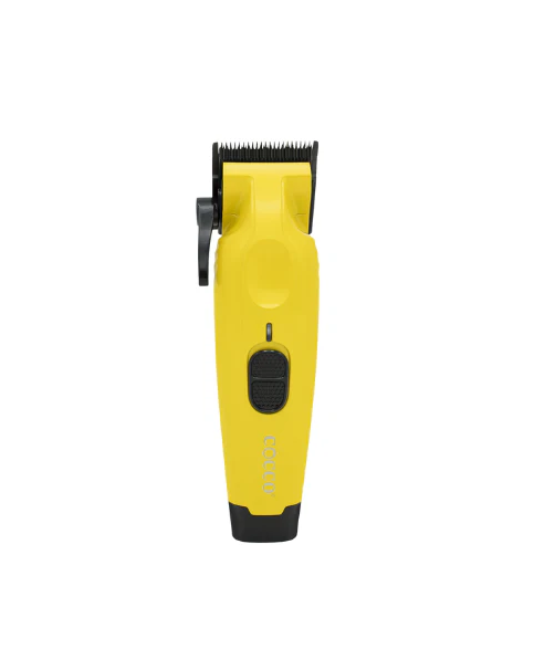 Yellow and black hair trimmer on a white background