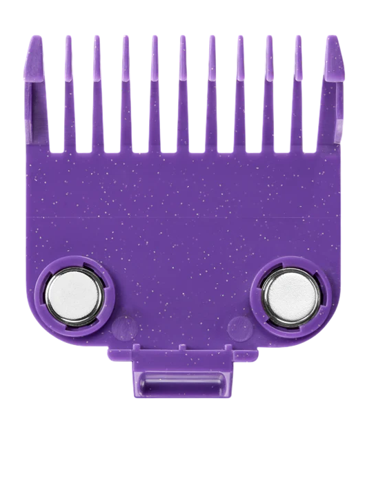 Purple grooming comb attachment on a white background